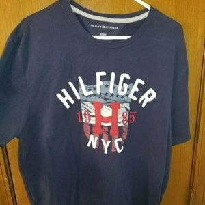 Tommy Hilfiger Mens Blue Tshirt Embroidered XL